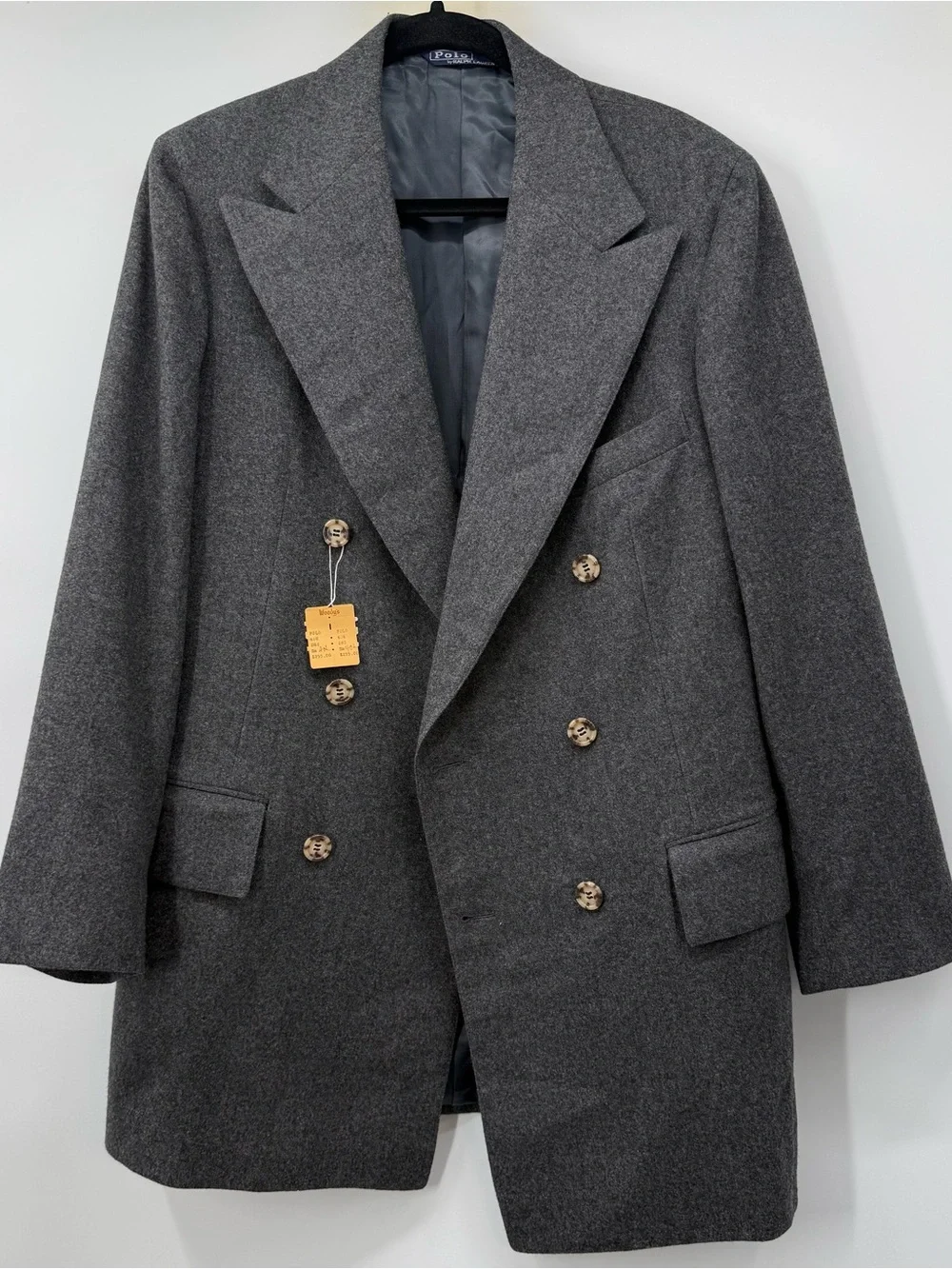 Polo by Ralph Lauren Men's Double-Breasted Gray Wool Sport Coat